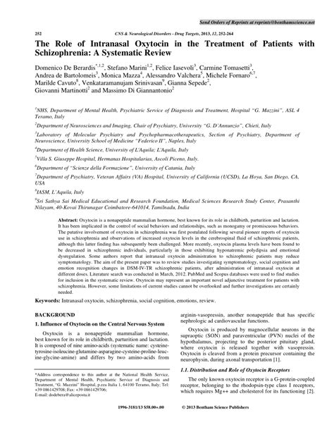 (PDF) The Role Of Intranasal Oxytocin In The Treatment Of Patients With ...