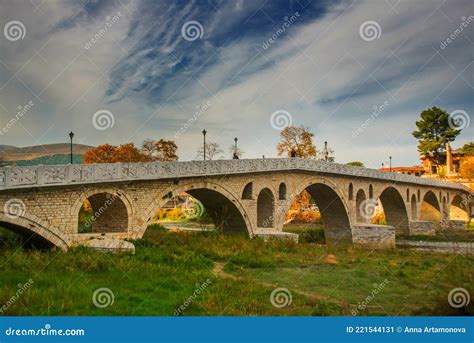 BERAT, ALBANIA: Stone Bridge Over Osum River at Berat on Albania. Stock ...