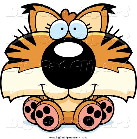 Vector Clipart of a Bobcat Cub Sitting - Cute Cartoon Style by Cory ...