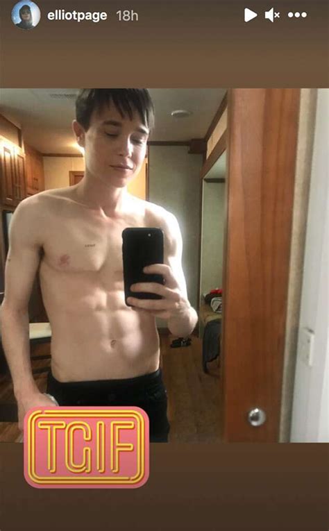 'TGIF': Elliot Page shows off his abs to celebrate the weekend