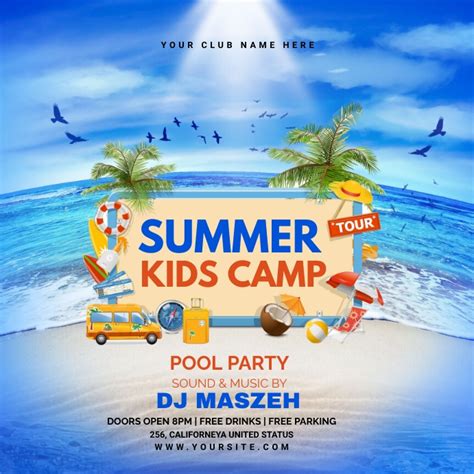 Summer Camp Pool party Template | PosterMyWall