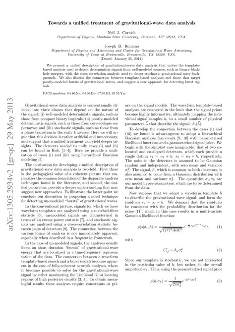 (PDF) Towards a unified treatment of gravitational-wave data analysis