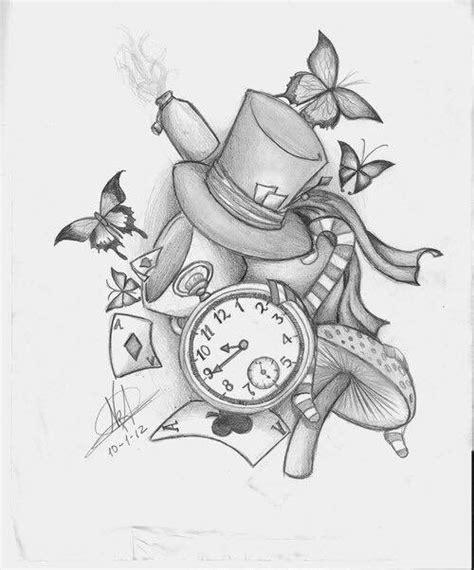 Alice In Wonderland Clock Drawing at GetDrawings | Free download