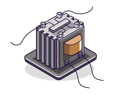 Flat isometric concept illustration. electricity saving transformer ...