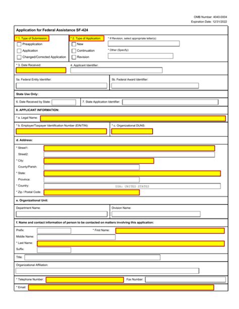 Sf424 Fillable Form - Printable Forms Free Online