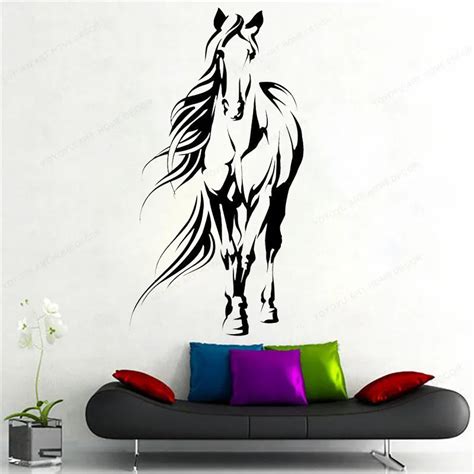 Horse Silhouette Vinyl Wall Words Decal Sticker Equestrian Home Decor Art Home Décor Wall Decals ...