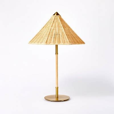 Table Lamp With Tapered Rattan Shade Gold (includes Led Light Bulb) - Threshold™ Designed Wtih ...
