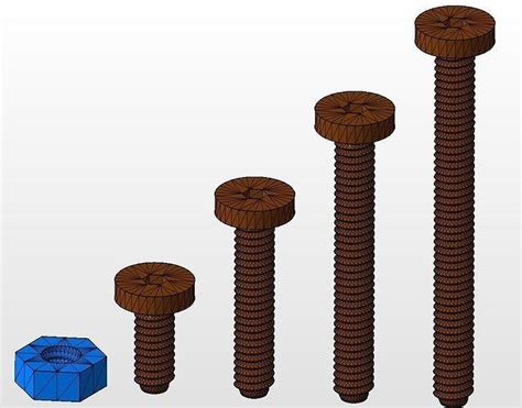 M4 screws and nut collection 3D model 3D printable | CGTrader