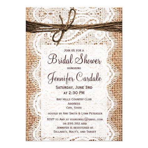 Rustic Country Burlap Bridal Shower Invitations 4.5" X 6.25" Invitation ...