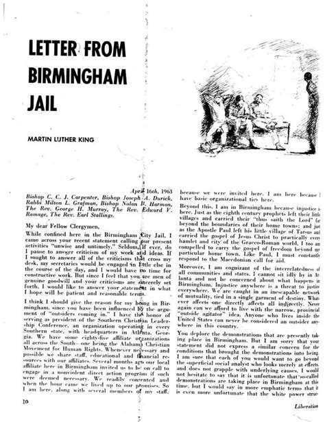 Letter From Birmingham Jail Pdf - Letter Daily References