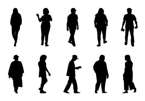 People silhouette walking on white background, Black men and women ...