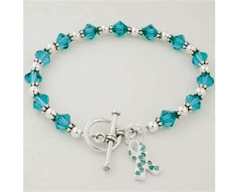 Ovarian Cancer Awareness Swarovski Crystal Beaded Bracelet