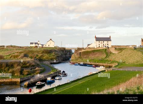 Boats at Seaton Sluice Harbour, Seaton Sluice, Northumberland Stock ...