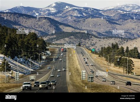 Rocky Mountains as seen from I-70 west of Denver, Colorado Stock Photo: 6280783 - Alamy