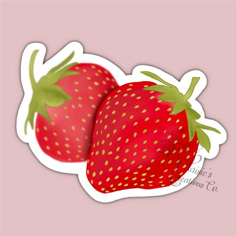 Strawberries Sticker Vinyl Sticker Strawberry Sticker Decal Laptop ...