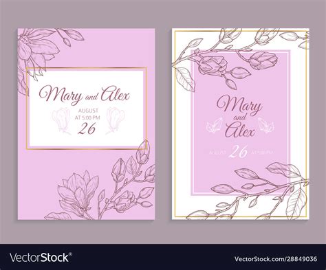 Magnolia invitation modern floral wedding invite Vector Image