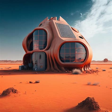 Premium Photo | Futuristic modern house in mars