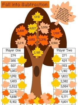 Fall Into Subtraction (4.NBT.4 Subtraction Game) | Subtraction games, Subtraction, Nbt