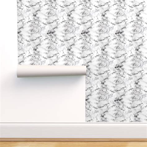 Peel & Stick Wallpaper 9ft x 2ft - Marble Black White Kitchen Home Gray Custom Removable ...