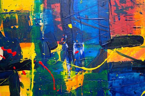 Blue, Green, Orange, and Yellow Abstract Painting · Free Stock Photo