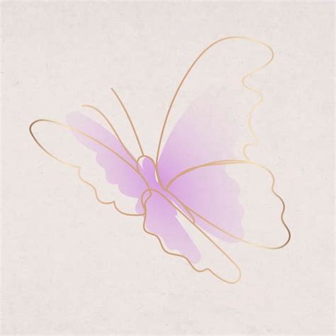 Free Vector | Purple butterfly sticker, aesthetic gradient vector line ...