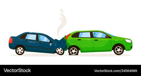 Two car rear end collision on white road Vector Image