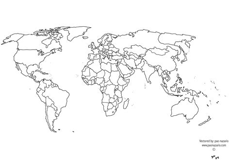 World Map With Countries Black And White