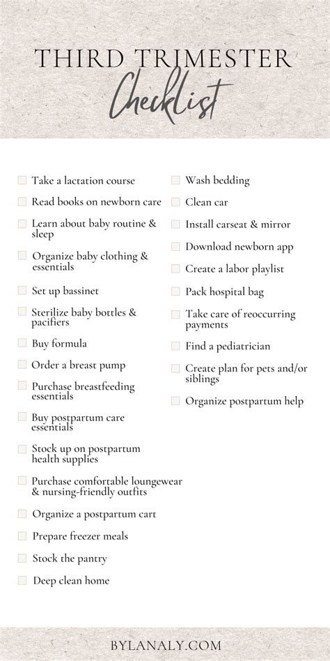 My Third Trimester Checklist - By Lana Ly