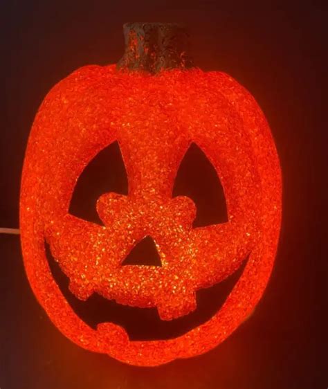 VINTAGE HALLOWEEN MELTED Plastic Popcorn Pumpkin Light Up Jack O ...