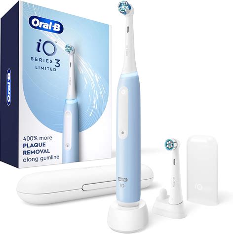 Oral B Power iO Series 3 Limited Electric Toothbrush, Icy Blue, iO3 Rechargeable Power ...