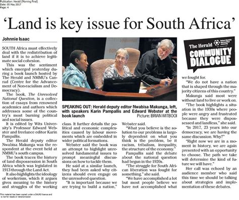 Land is key issue for South Africa - News