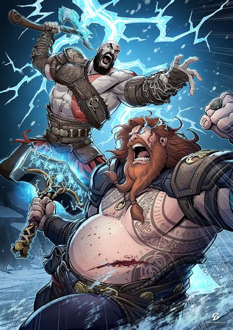 God of War Ragnarok - Kratos vs Thor — Patrick Brown Art