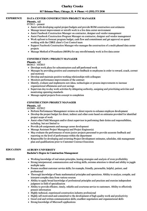 Construction Project Manager Resume Samples | Velvet Jobs | Project manager resume, Resume ...