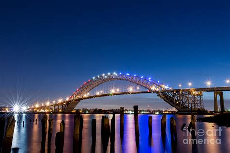 Bayonne Bridge lit up at night Photograph by Michael Ver Sprill - Fine Art America