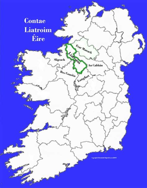 Leitrim county map and flag Ireland