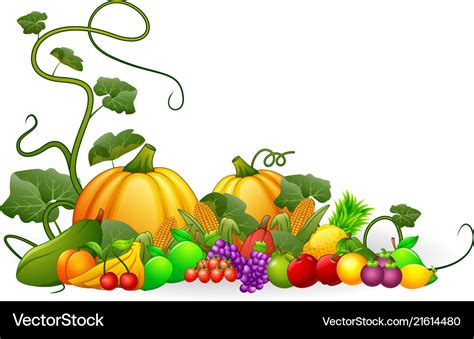 Autumn harvest of vegetables and fruits Royalty Free Vector