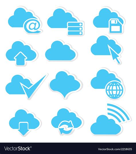 Cloud icon set internet Royalty Free Vector Image