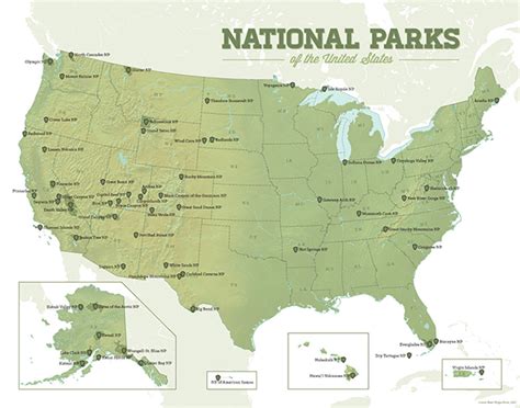 Us National Parks Map 11x14 Print Best Maps Ever National Park Maps | Images and Photos finder