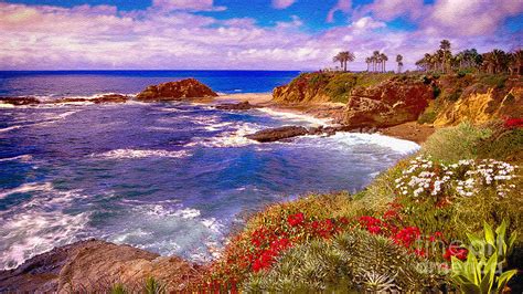 Sunset Laguna Beach California Painting by Bob and Nadine Johnston