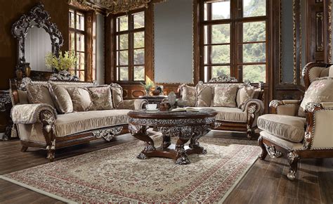 HD 562 Homey Design Upholstery Living Room Set Victorian, European & Classic Design Sofa Set