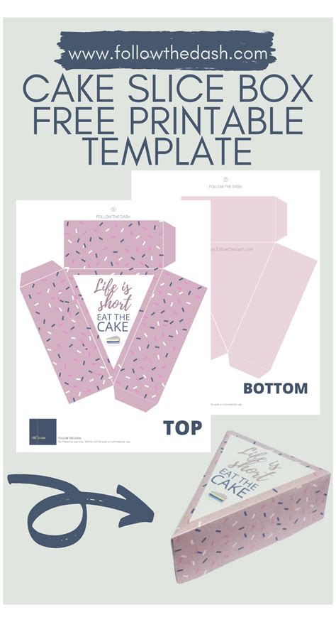 Cake Slice Box Free Printable Template #box #template #printable #free #boxtemplateprintab ...