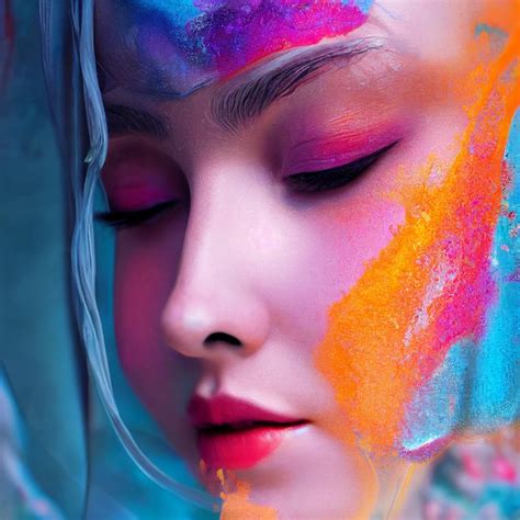 Premium Photo | Woman portrait with colorful paint in face holi ...