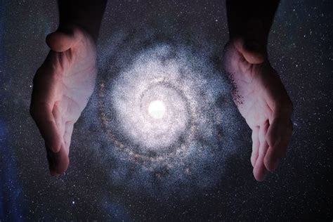 Creationism Concept. Hands of God are Creating Galaxy in Universe ...