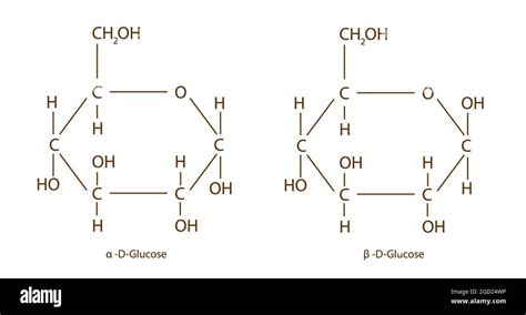 Chemical structure of alpha d glucose and beta d glucose, Chemical ...