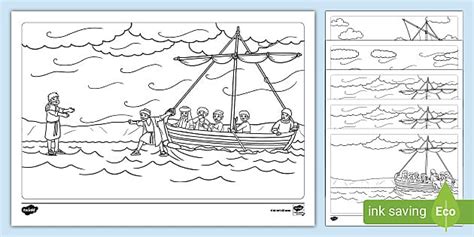 Jesus Walks on Water Colouring Pages (teacher made) - Twinkl