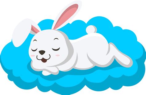 Cute little white bunny sleeping on pillow 9780490 Vector Art at Vecteezy