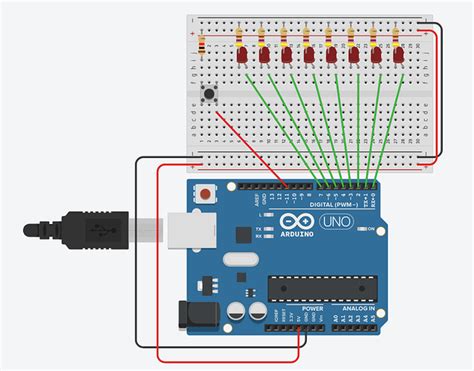 8 LEDs, 1 pushbutton - Project Guidance - Arduino Forum