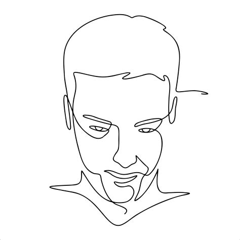 Man One Line art Drawing. face portrait Continuous Line Art Drawing. abstract minimal design ...