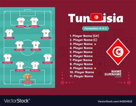 Tunisia line-up football 2022 tournament final Vector Image