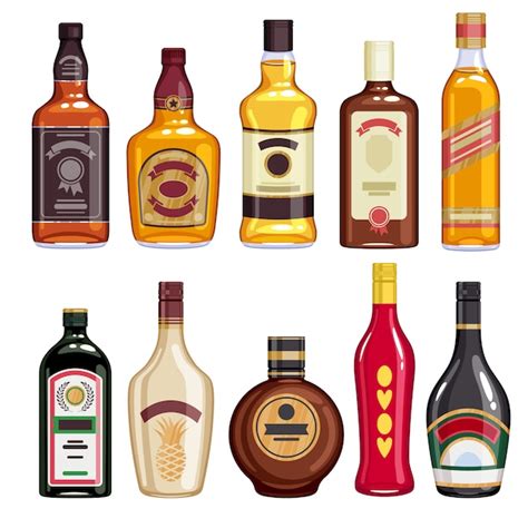 Premium Vector | Whisky and liquor bottles icons set.